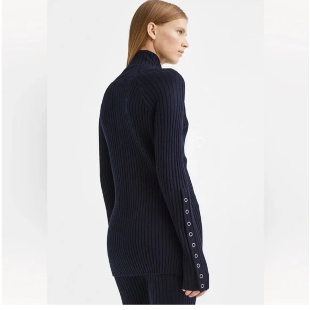 NWT 100% wool Ribbed Turtleneck Sweater with Button Details - Picture 5 of 6